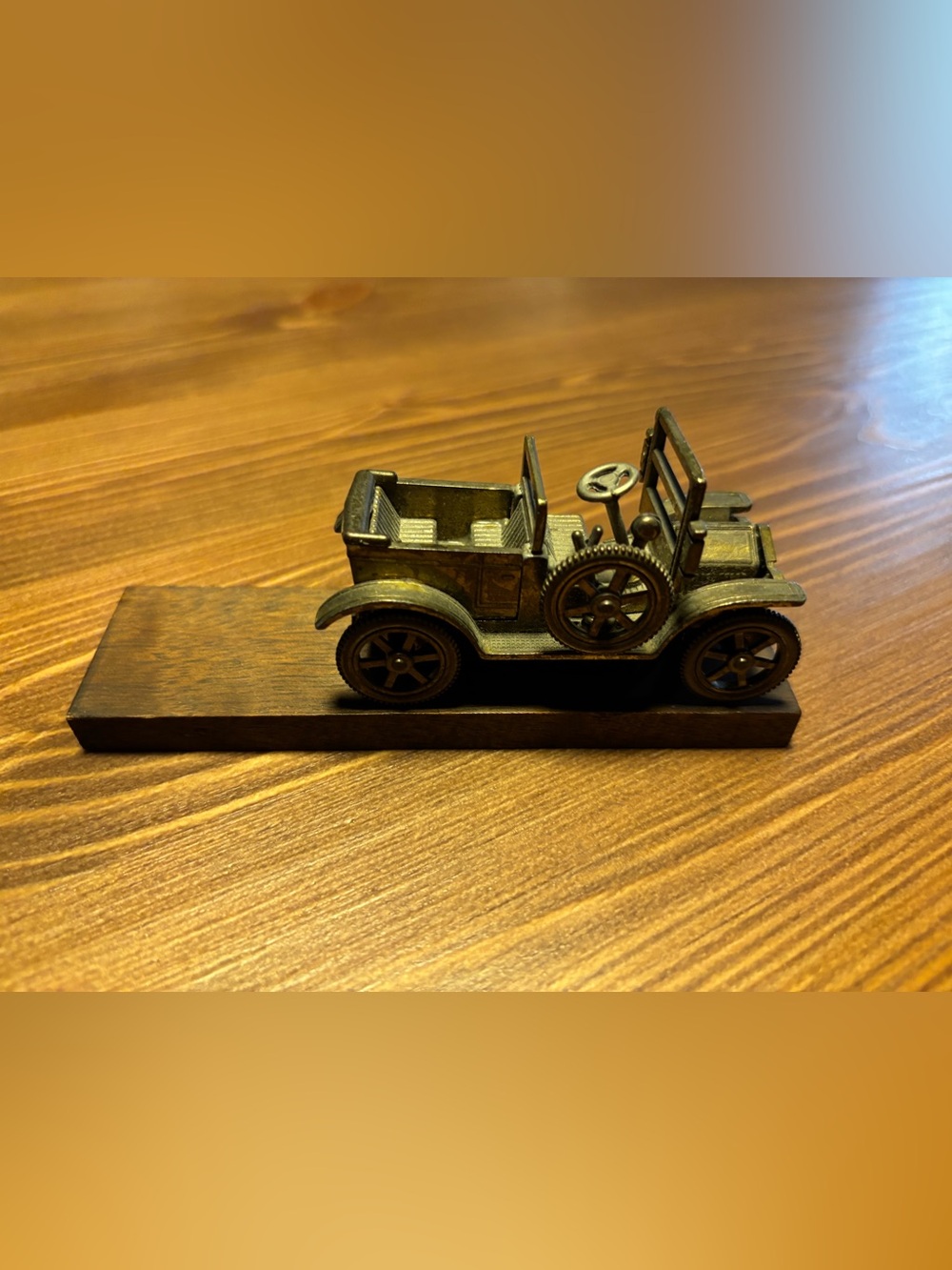 Brass 1910-1920 Touring Car on wood base, made in Italy